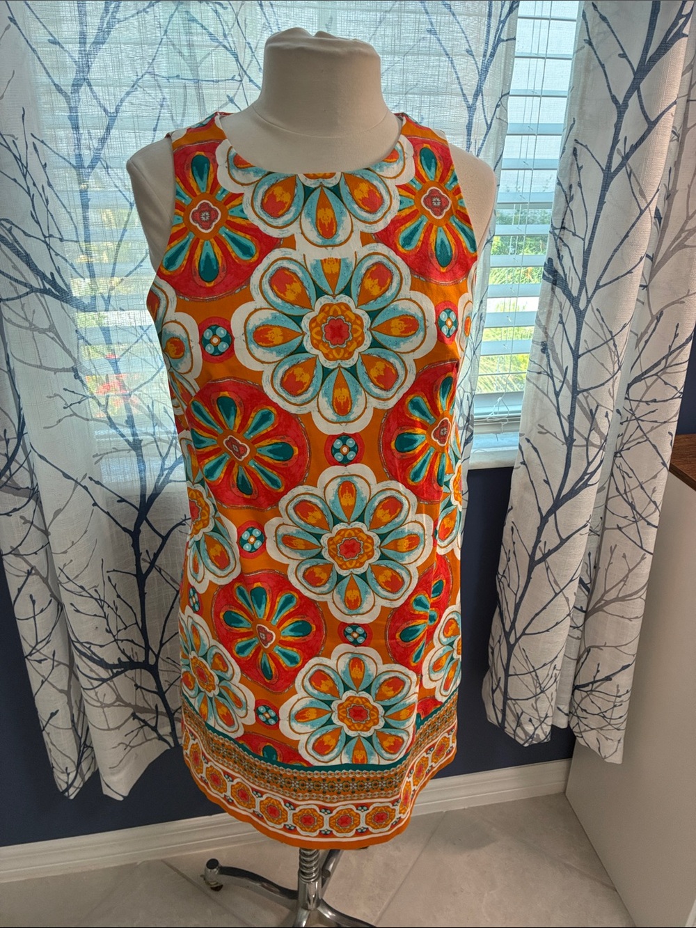 London Times Vibrant Orange Floral Shift Dress - Women